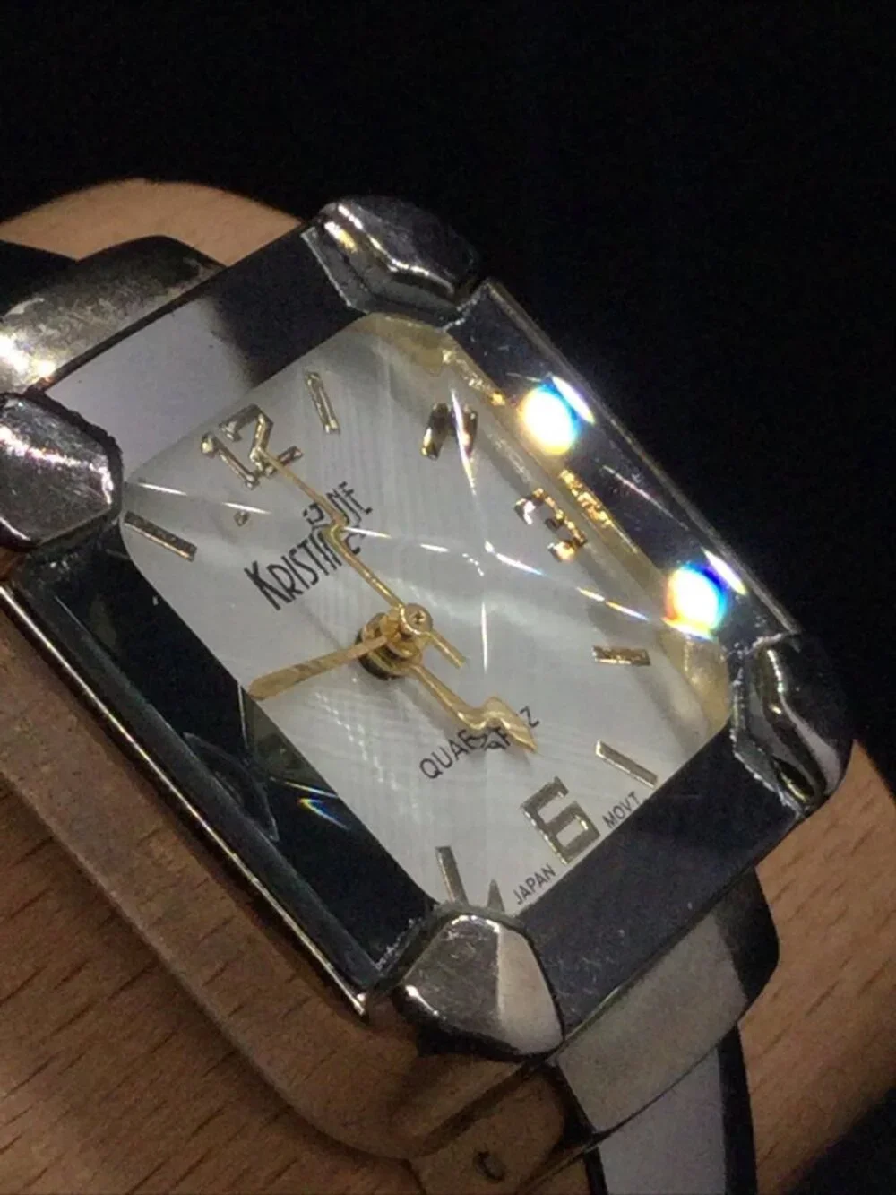 Kristine Ladies Quartz Watch 6.25” Silver Tone Open Cuff Bracelet Band 26mm Case